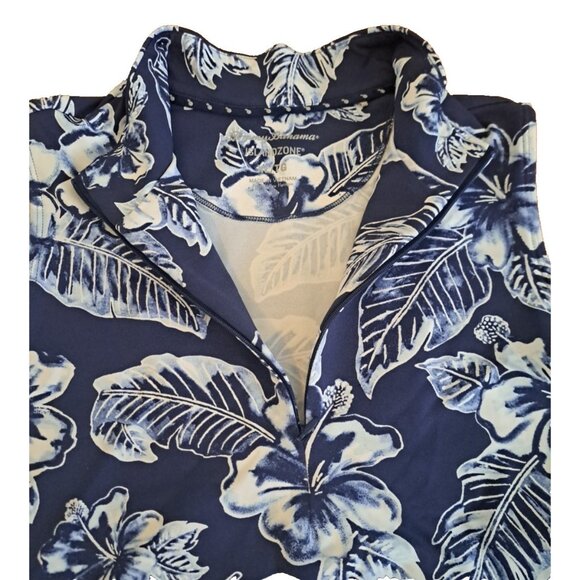 Womens Tommy Bahama IslandZone Top Aubrey Blue Floral Tropical Sleeveless Zip XL - Picture 2 of 5